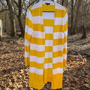 Yellow and White Striped Cardigan